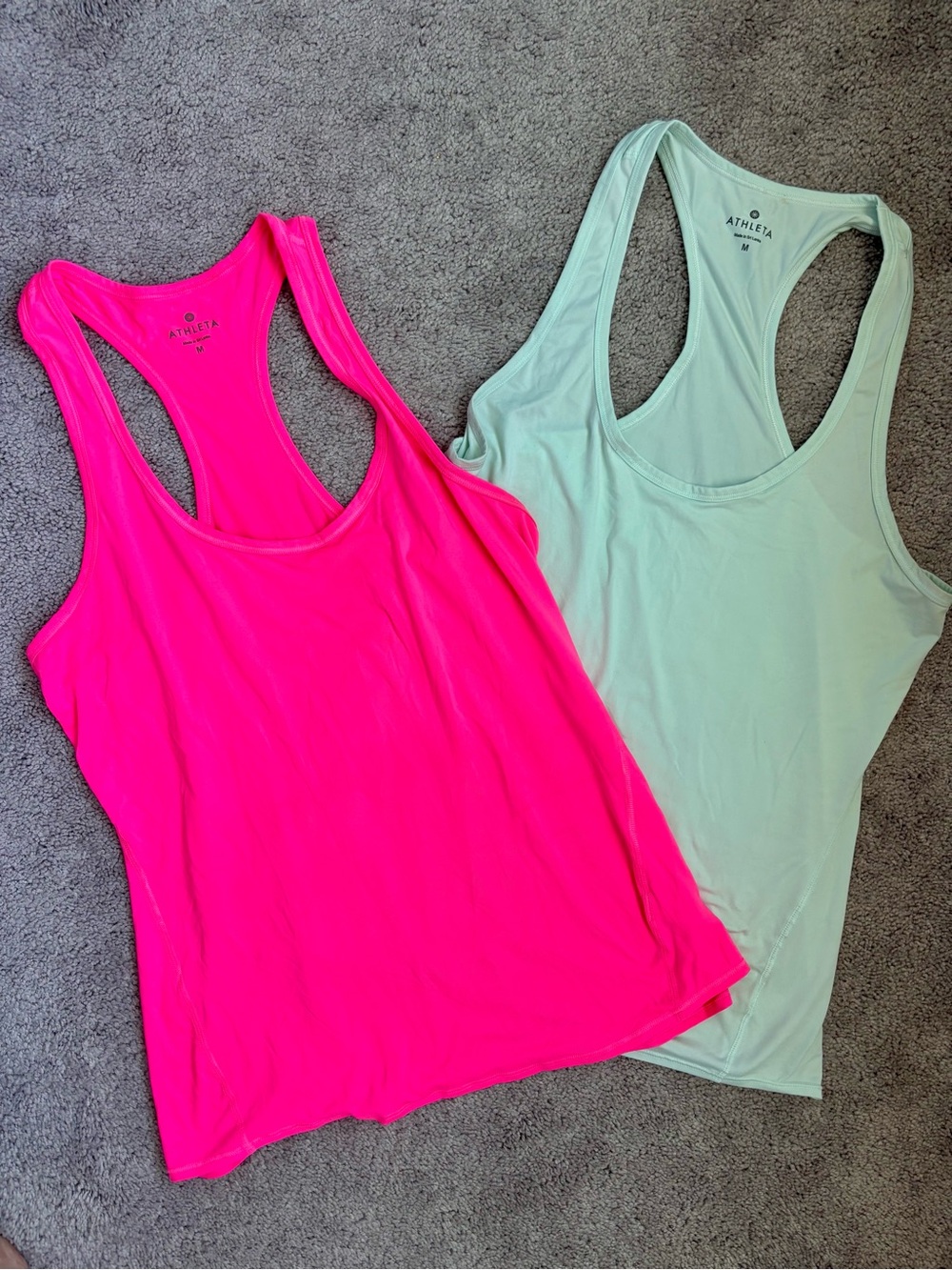 Athleta Bundle Medium Hot Pink Mint Green Racerback Workout Tank Top Medium